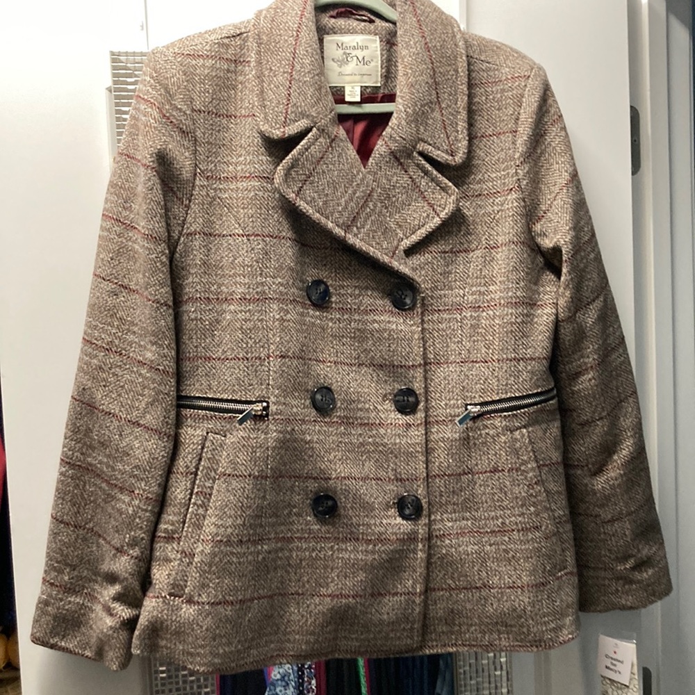 Maralyn & Me Brown Plaid Coat NWT SZ XL